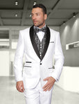 Minima Contrast  3pc Italian Suit Set - White