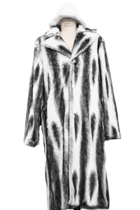 WINTER SPECIAL: FREE FUR HAT + Faux Wolf Fur Coat Buttoned 1pc Long Zoot Suit - Black