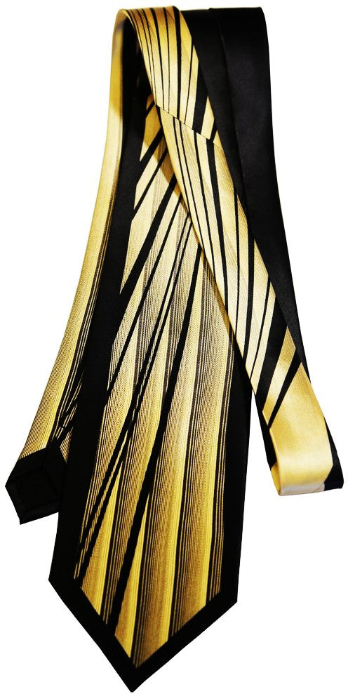 Men's Panther Stripes Mulberry Silk Tie - Gold