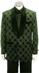 Mosaic Grid Velvet 2pc  Zoot Suit Set - Olive