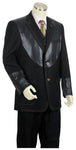 Faux Leather Centerpiece Denim 3pc Zoot Suit Set - Black