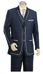 Stylish Contours Denim 3pc Zoot Suit Set - Navy