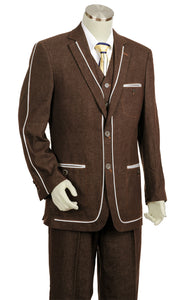 Stylish Contours Denim 3pc Zoot Suit Set - Brown