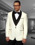Contempo Contrast  3pc Italian Suit Set - Off White