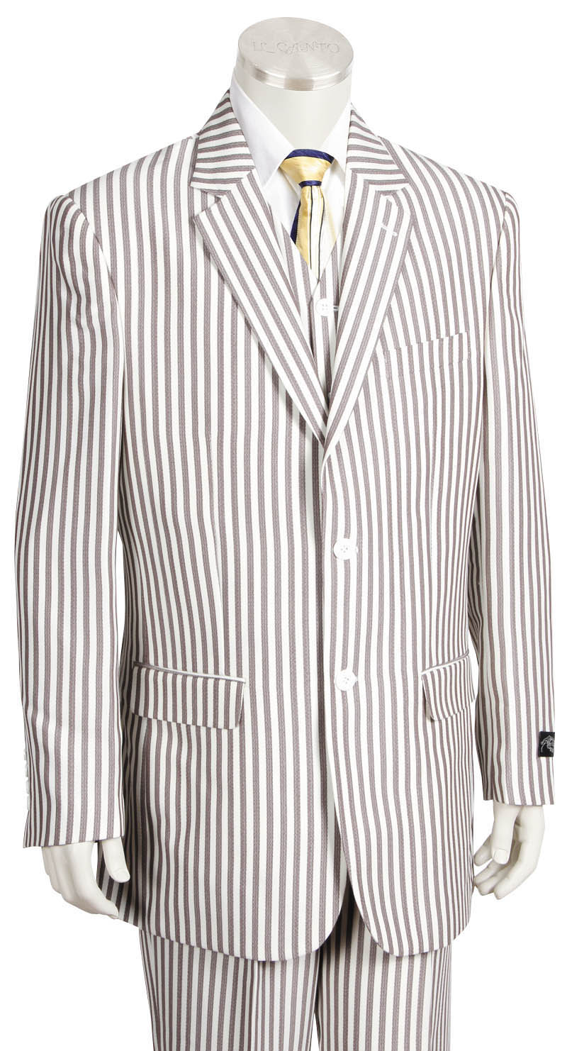 Victorian Stripes Notched Lapel 3pc Zoot Suit Set