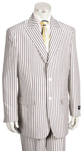 Victorian Stripes Peaked Lapel 2pc Zoot Suit Set - Brown
