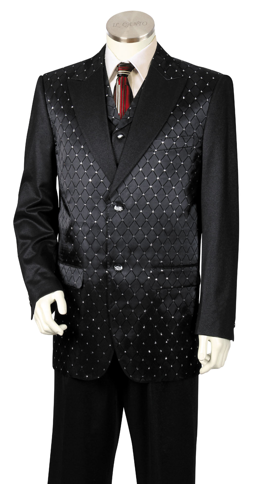 Diamond Patterned 3pc Zoot Suit Set - Black