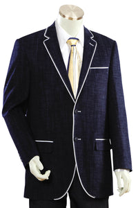 Contemporary Tri Pocket Contour Accent Denim 2pc Zoot Suit Set