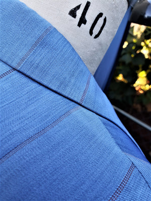 Pinstripe Stylish 3pc  Long Zoot Suit Set - Baby Blue