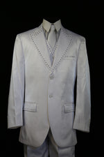 Sharkskin Entertainment Rhinestone Peaked Lapel  3pc  Zoot Suit Set