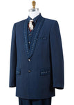 Polka Dots Rhinestone Accent 4pc  Zoot Suit Set - Navy