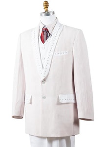 Polka Dots Rhinestone Accent 4pc  Zoot Suit Set - White