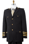 Military Style Tri-Stripe Cuff Wool 2pc Zoot Suit Set - Black