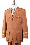 Military Style Tri-Stripe Cuff Wool 2pc Zoot Suit Set - Rust