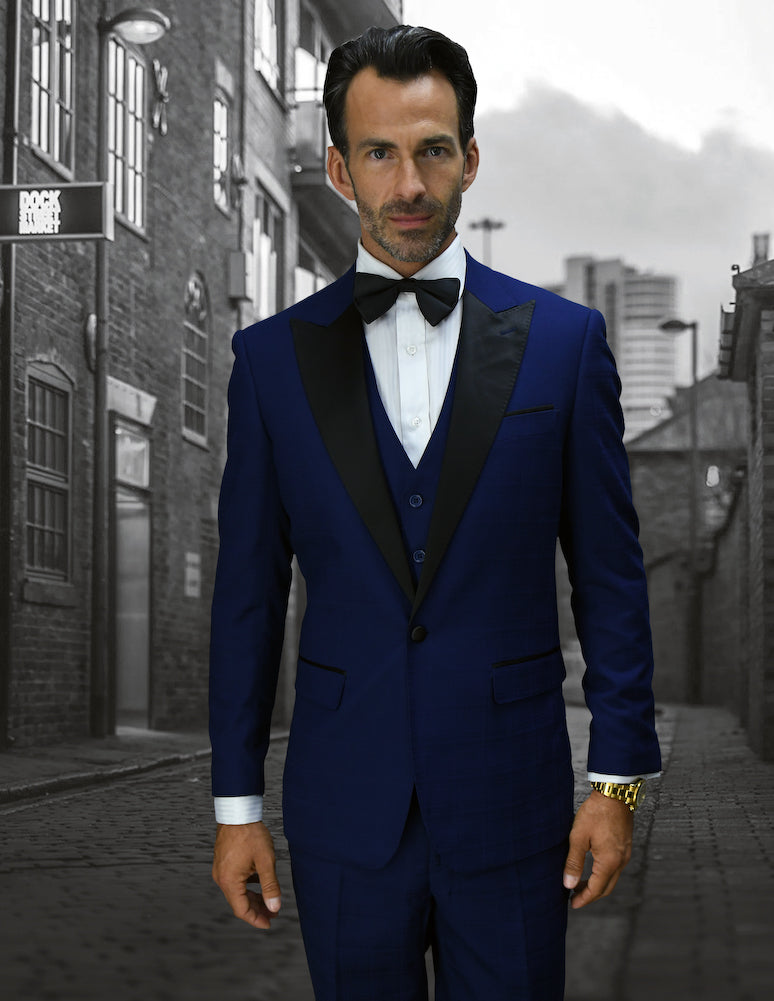 Monotone Alberto  3pc  Italian Suit Set - Sapphire