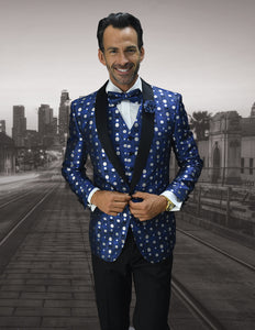 Bellagio Polka Dots  3pc  Italian Suit Set - Royal