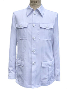 Tri Stripes Vintage Quad Pocket Long Sleeve 2pc Walking Suit Set - White