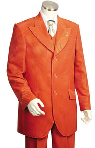 Designer Arc Lapel Striped 3pc  Zoot Suit Set - Burnt Orange