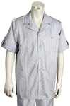 Safari Patterned Short Sleeve 2pc Walking Suit Set - Grey