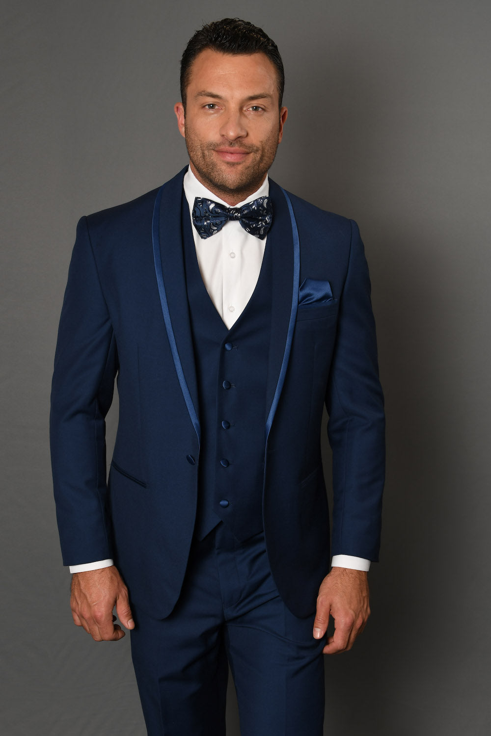 Monotone Moderno  3pc Italian Suit Set - Sapphire