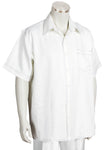 Tri Stitch Stripes Short Sleeve 2pc Walking Suit Set - White