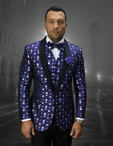 Bellagio Polka Dots  3pc Italian Suit Set - Purple