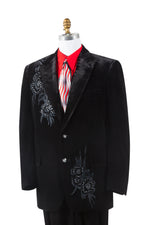 Floral Embroidered Velvet  2pc  Zoot Suit Set