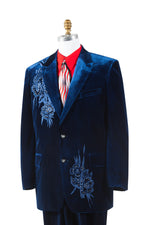 Floral Embroidered Velvet  2pc  Zoot Suit Set