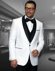 Contempo Contrast  3pc Italian Suit Set - White