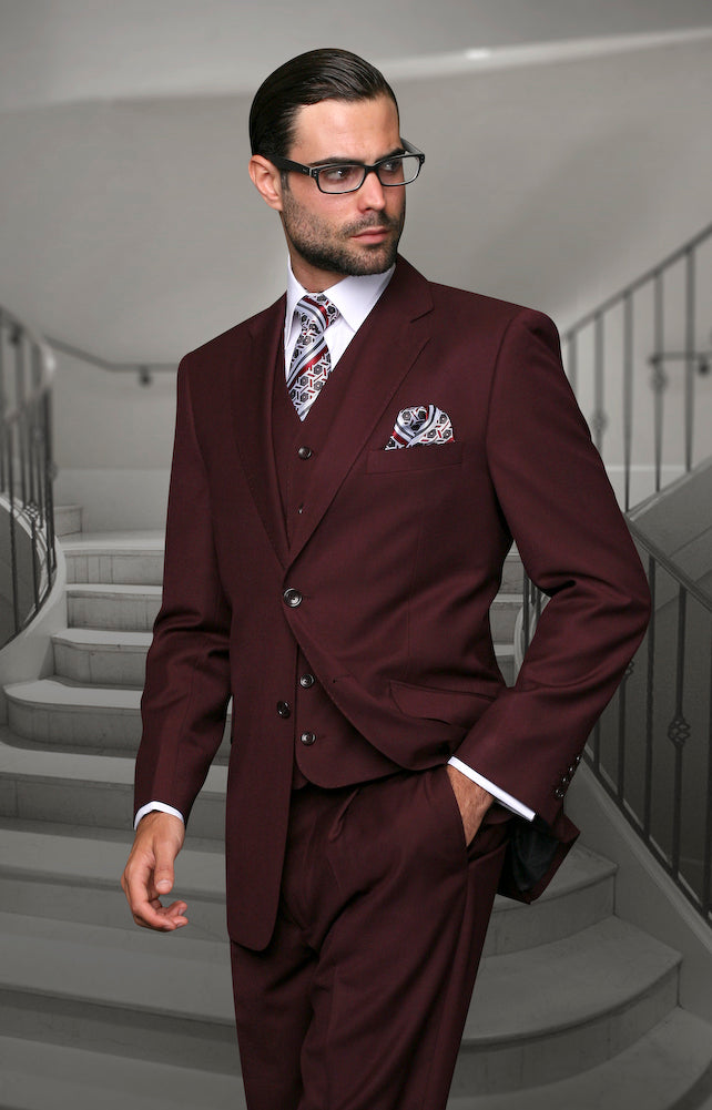 Monotone  3pc Italian Suit Set - Burgundy