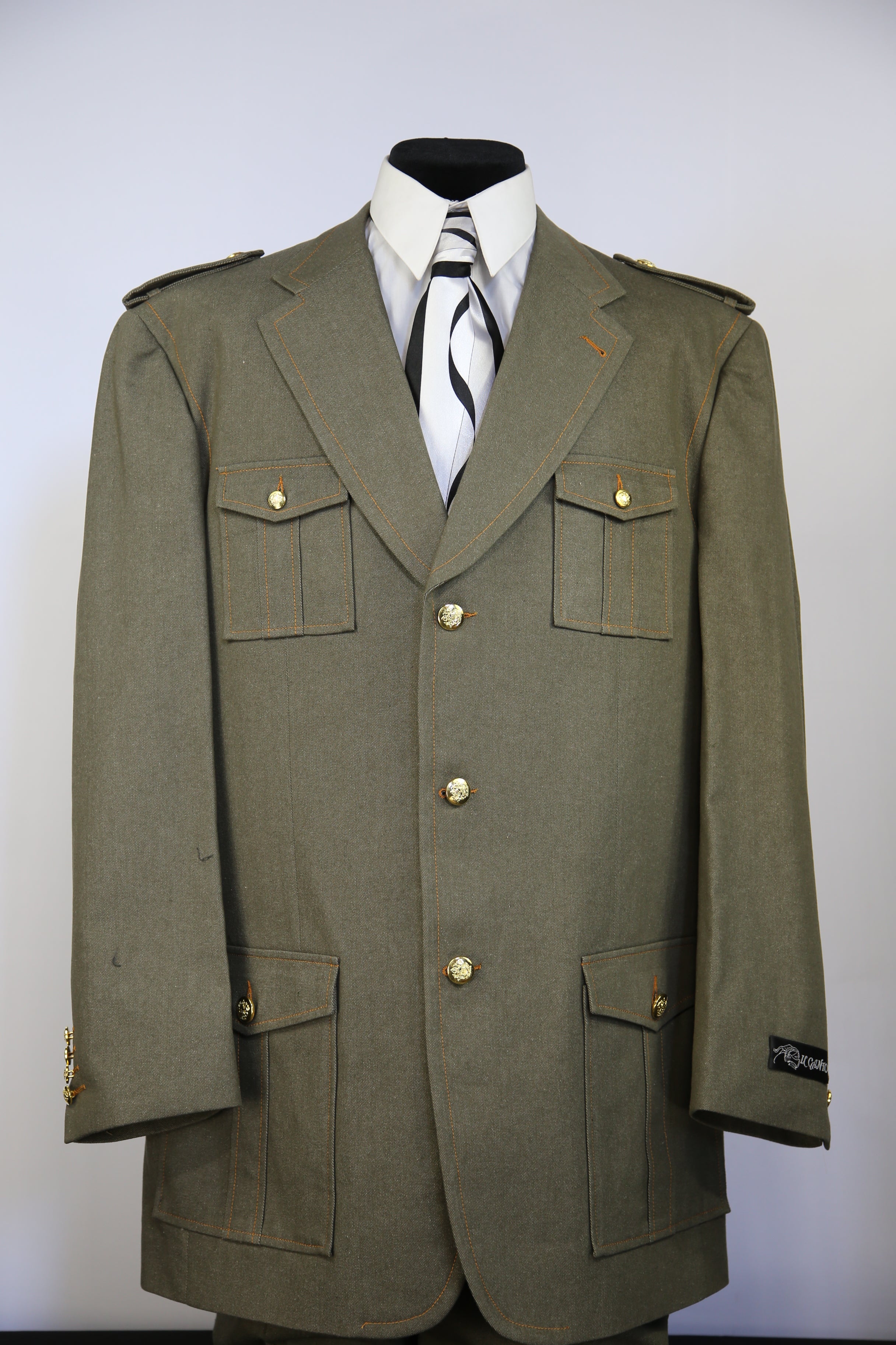 Naval Style Stitch Accent Denim 3pc Zoot Suit Set