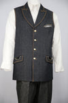 Faux Leather Accents Denim  2pc  Zoot Suit Vest Set