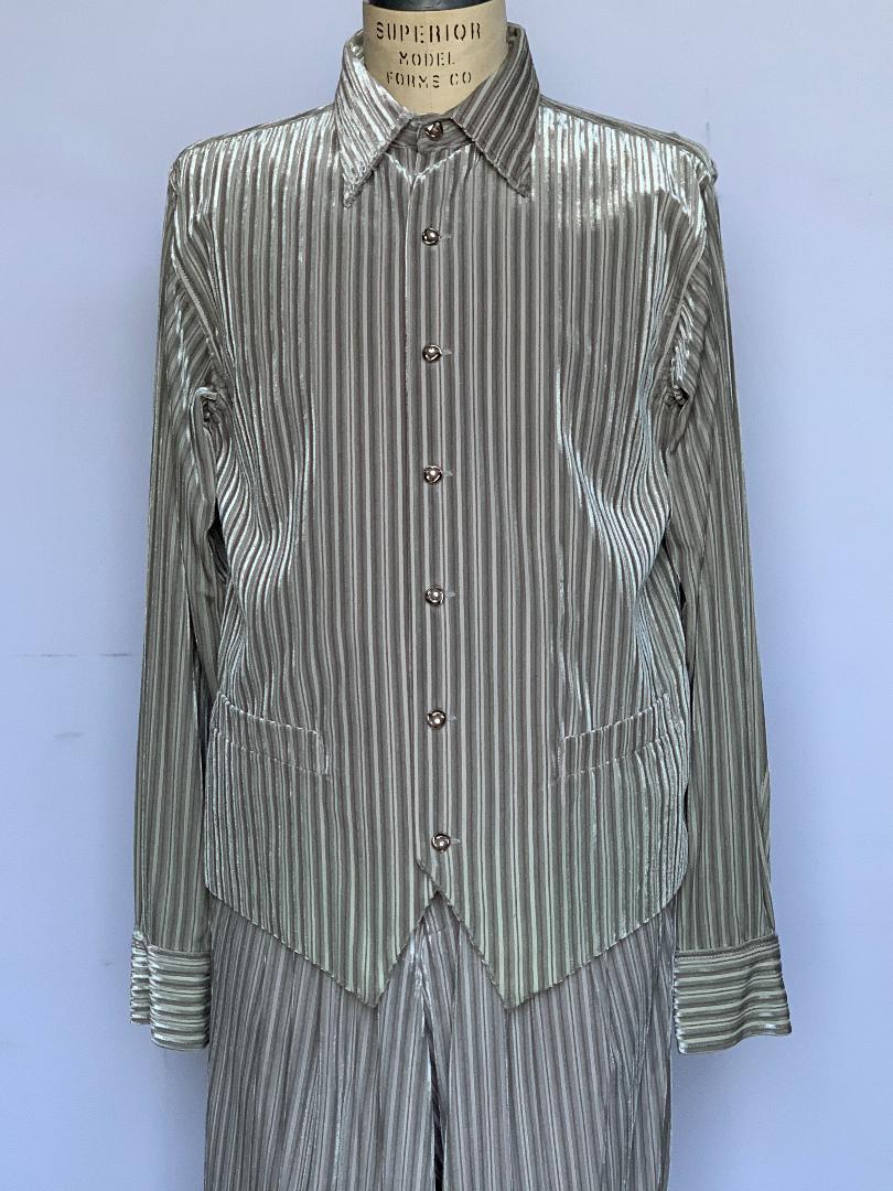 Ribbed Velvet Long Sleeve 2pc Walking Suit Set - Silver