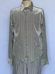 Ribbed Velvet Long Sleeve 2pc Walking Suit Set - Silver