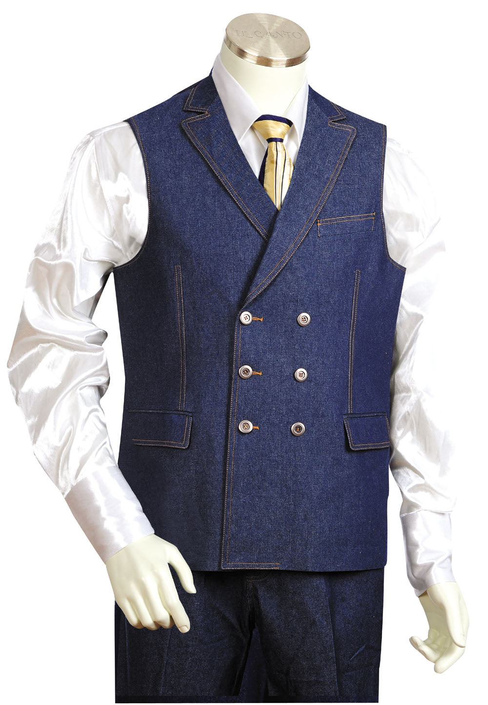 Victorian Double Breasted Denim 2pc Zoot Suit Vest Set