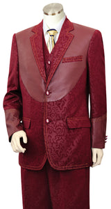 Faux Leather Centerpiece Oriental Prints 3pc Zoot Suit Set