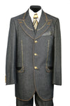 Harlem Brass and Faux Leather Accents Denim 3pc Zoot Suit Set