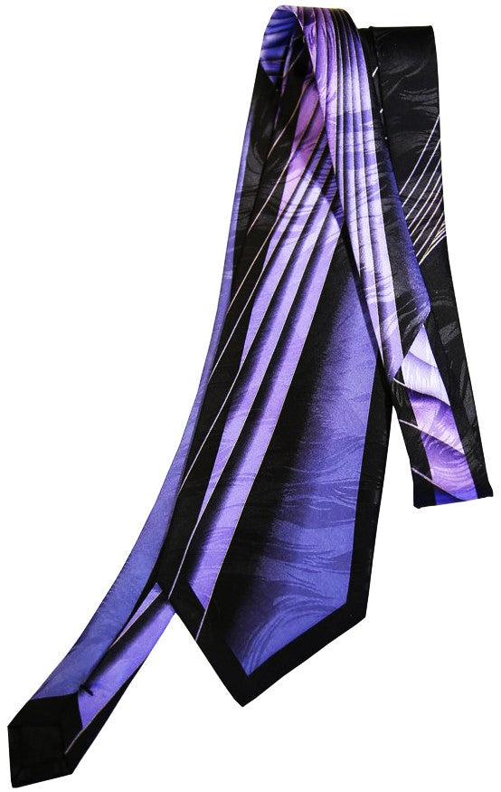 Men's Midnight Stripes Mulberry Silk Tie - Purple