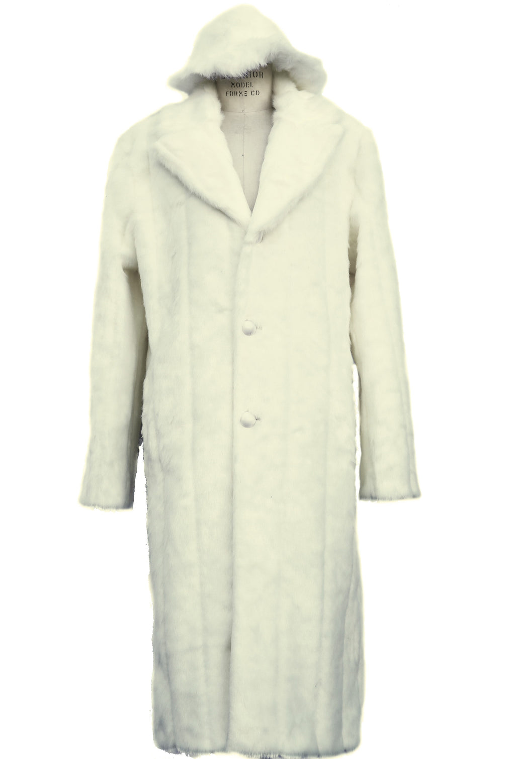 WINTER SPECIAL: FREE FUR HAT + Faux Arctic Fur Coat Buttoned 1pc Long Zoot Suit - Off White