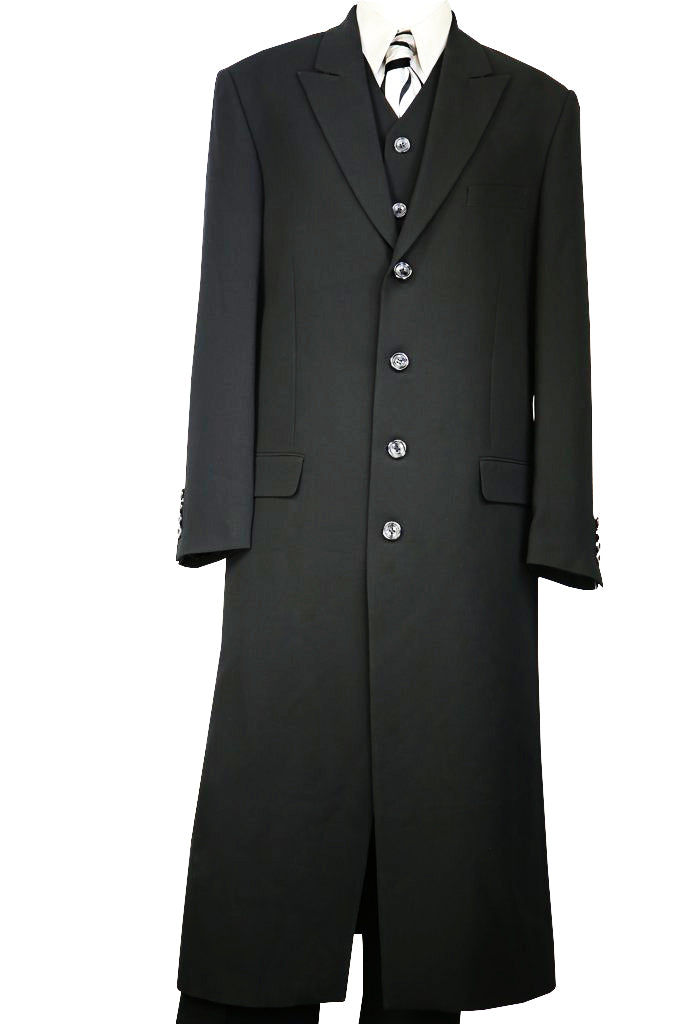 Stylish 3pc Long Zoot Suit Set - Black
