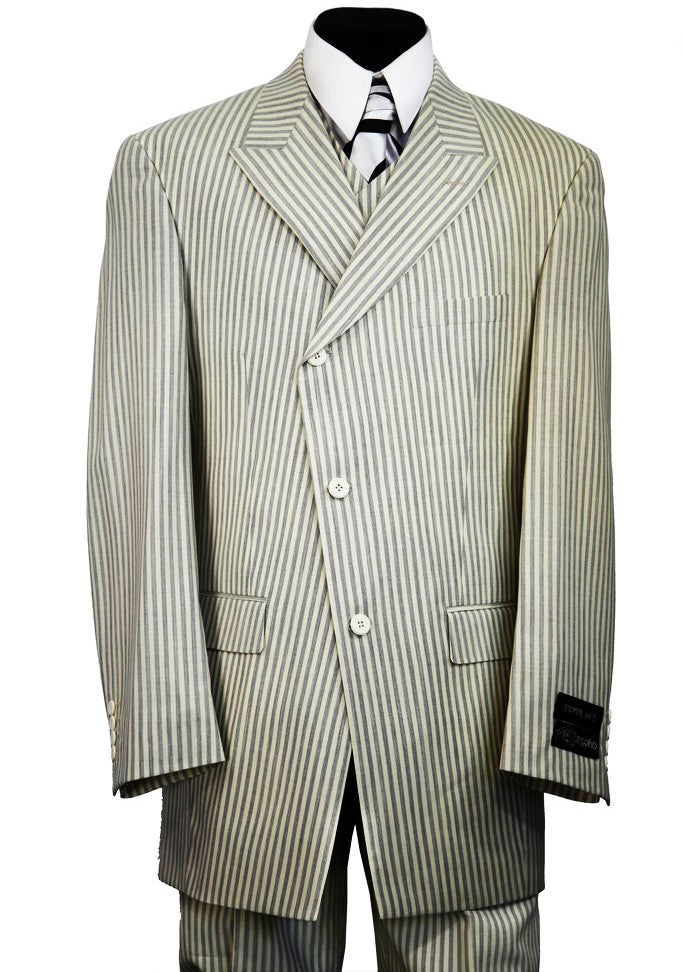 Victorian Stripes Side Buttoned 3pc Zoot Suit Set