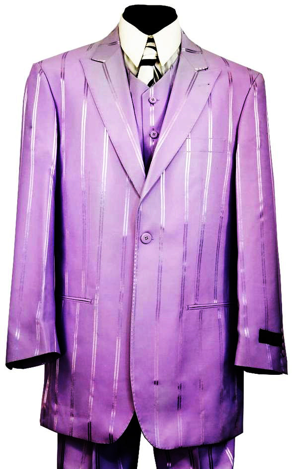 Reflective Stripes 3pc Zoot Suit Set - Lilac