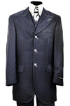 Designer Arc Lapel Striped 3pc  Zoot Suit Set - Charcoal