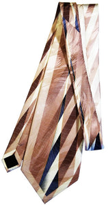 Men's Cross Striped Embroidered Mulberry Silk Tie - Bronze