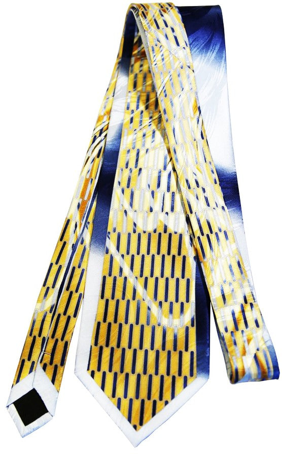 Men's Abstract Pill Grid Mulberry Silk Tie - Gold