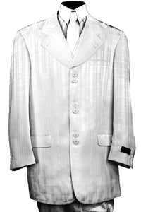 Ombre Grid Wide Lapel 2pc Zoot Suit Set - White
