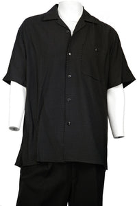 Polka Dots Short Sleeve 2pc Walking Suit Set - Black