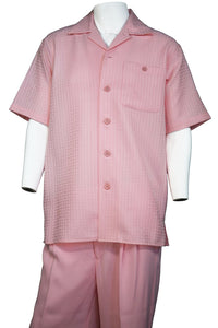 Vintage Grid Short Sleeve 2pc Walking Suit Set