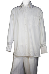 Woven Long Sleeve 2pc Walking Suit Set - Striped